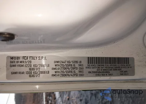 2020 Ram Promaster City Tradesman from USA, damaged, VIN ZFBHRFAB4L6R46604